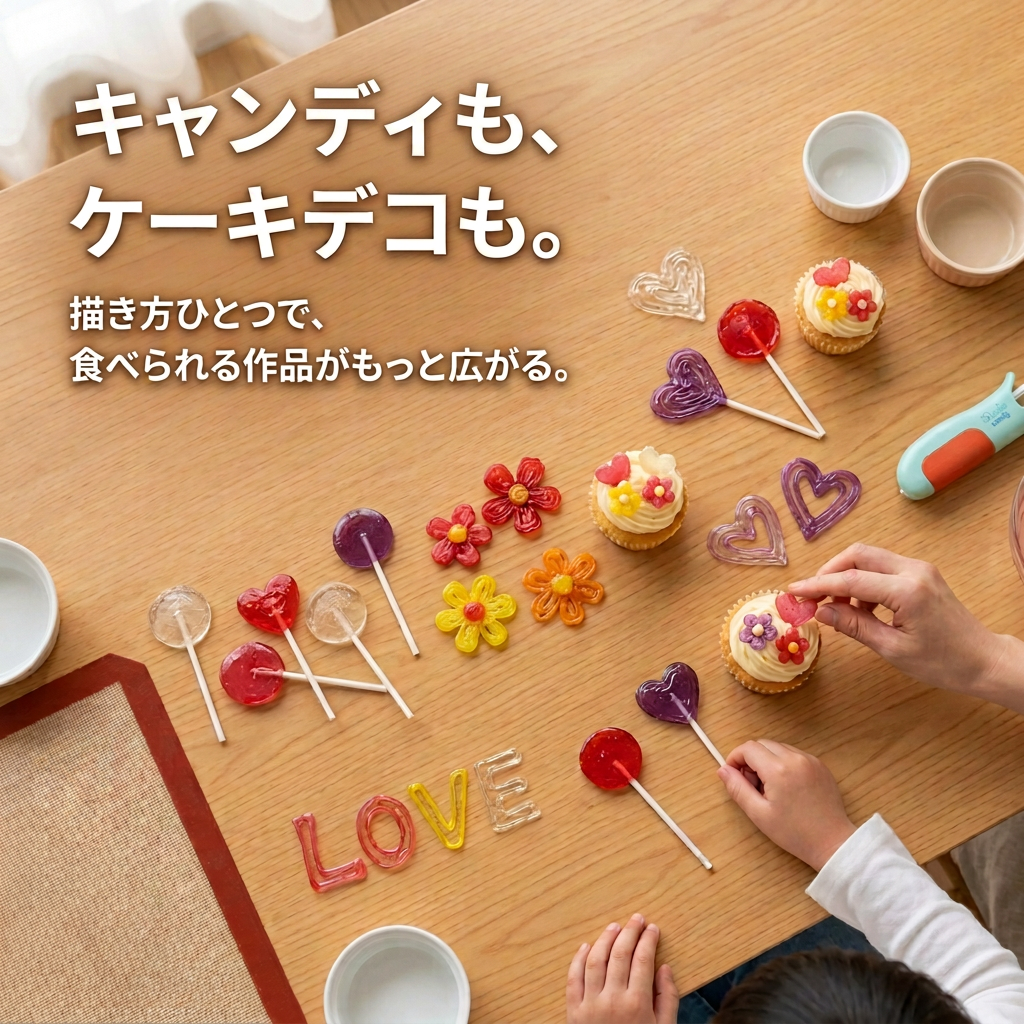 3Doodler Candy 3Dペン本体・イソマルトキャンディ99g・USB-Cケーブル・ガイドなどのセット内容